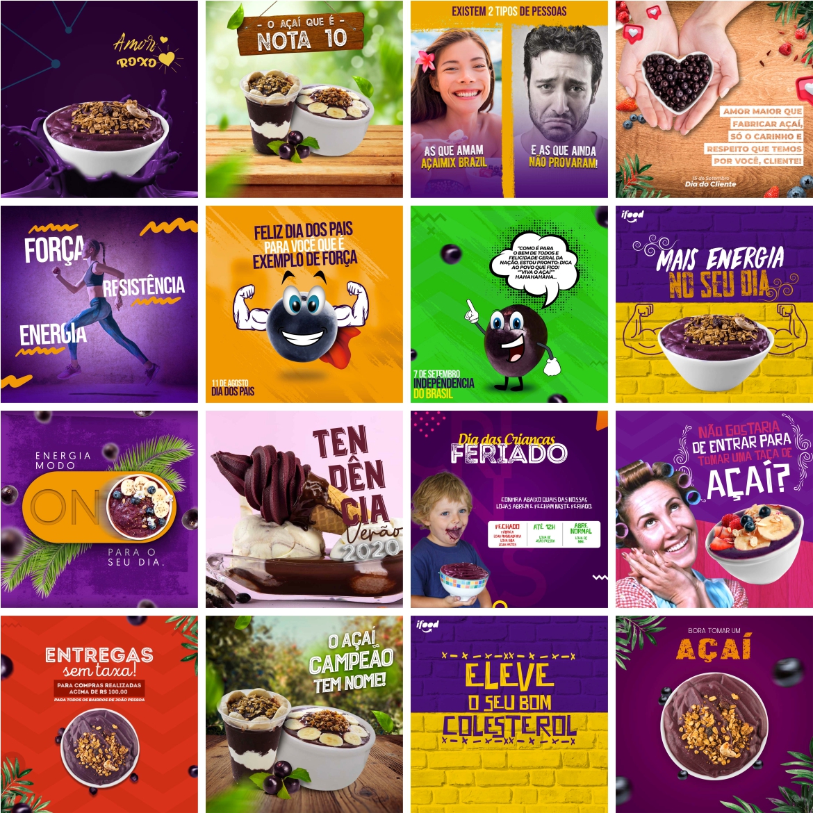 120 Artes Mídias Sociais Açaí Editáveis Photoshop 2