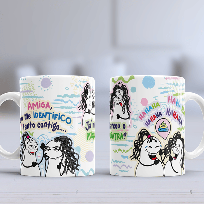 Arte Caneca Amiga, eu me identifico tanto contigo... Amiga, já marcou psiquiatra Png