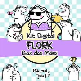 Kit Digital Flork Dia das Mães sem fundo Lt8 Arquivos Png