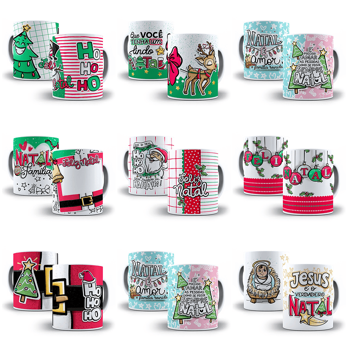 140 Artes para Caneca Natal Papai Noel Frases Arquivo em Jpg