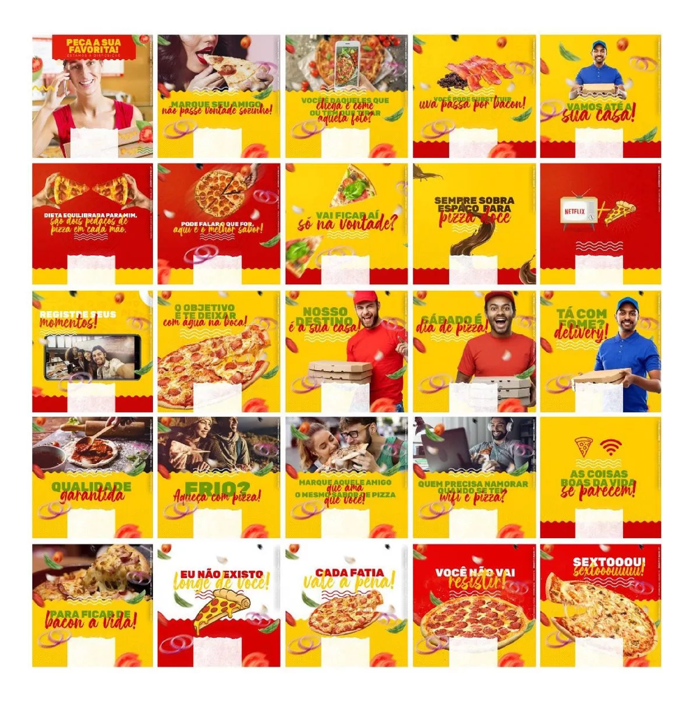 130 Artes Mídias Sociais Pizzaria Editáveis Photoshop + Png 2