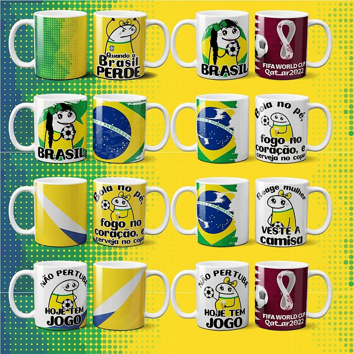 50 Arte Caneca Flork Brasil Torcedor Copa 2022 Arquivos Png