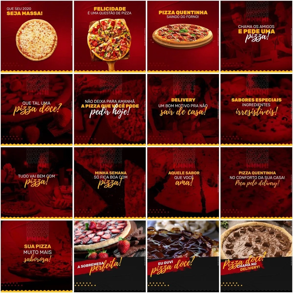 50 Artes Mídias Sociais Pizzaria 2.0 Editáveis Photoshop + Png 3