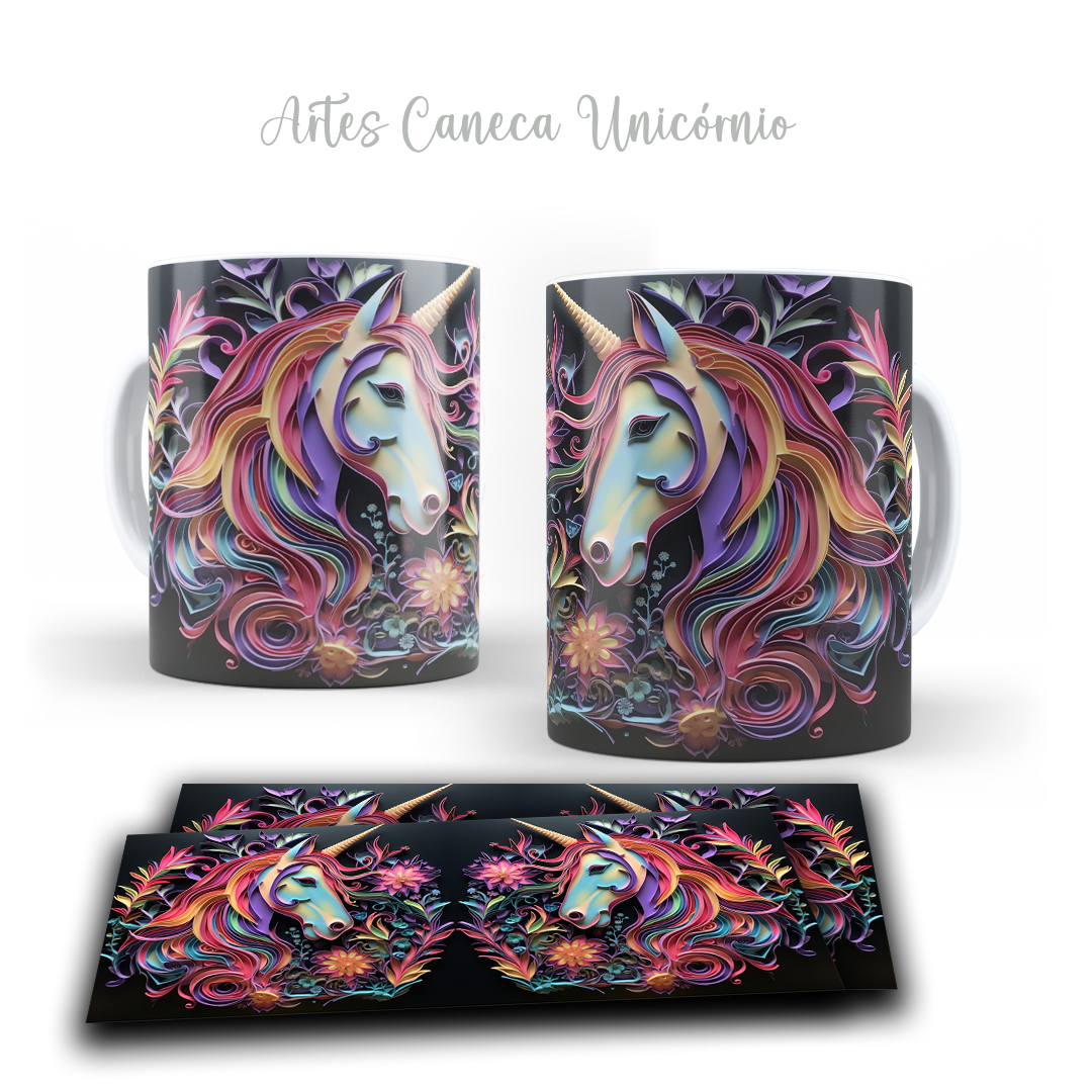 16 Artes para Caneca Unicornio 3d Arquivos em Jpg  2