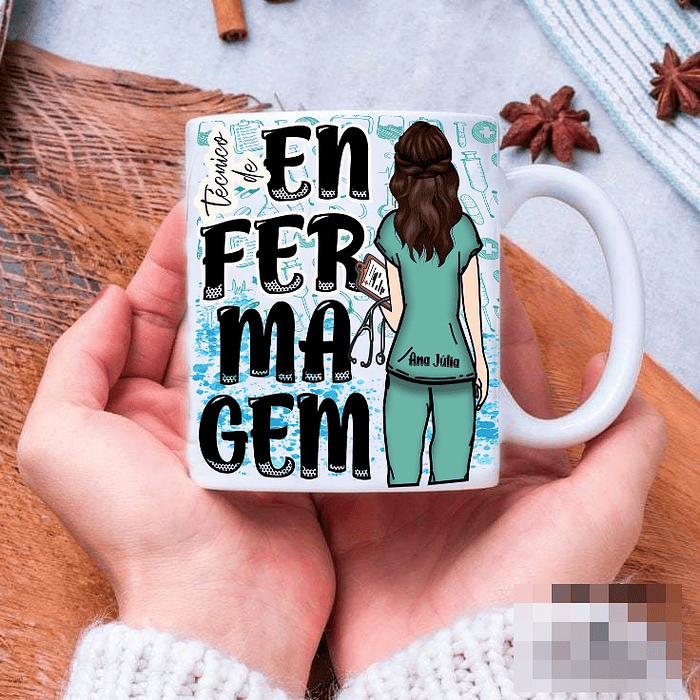 16 Artes para Caneca e Camisa Enfermagem Arquivo Editável