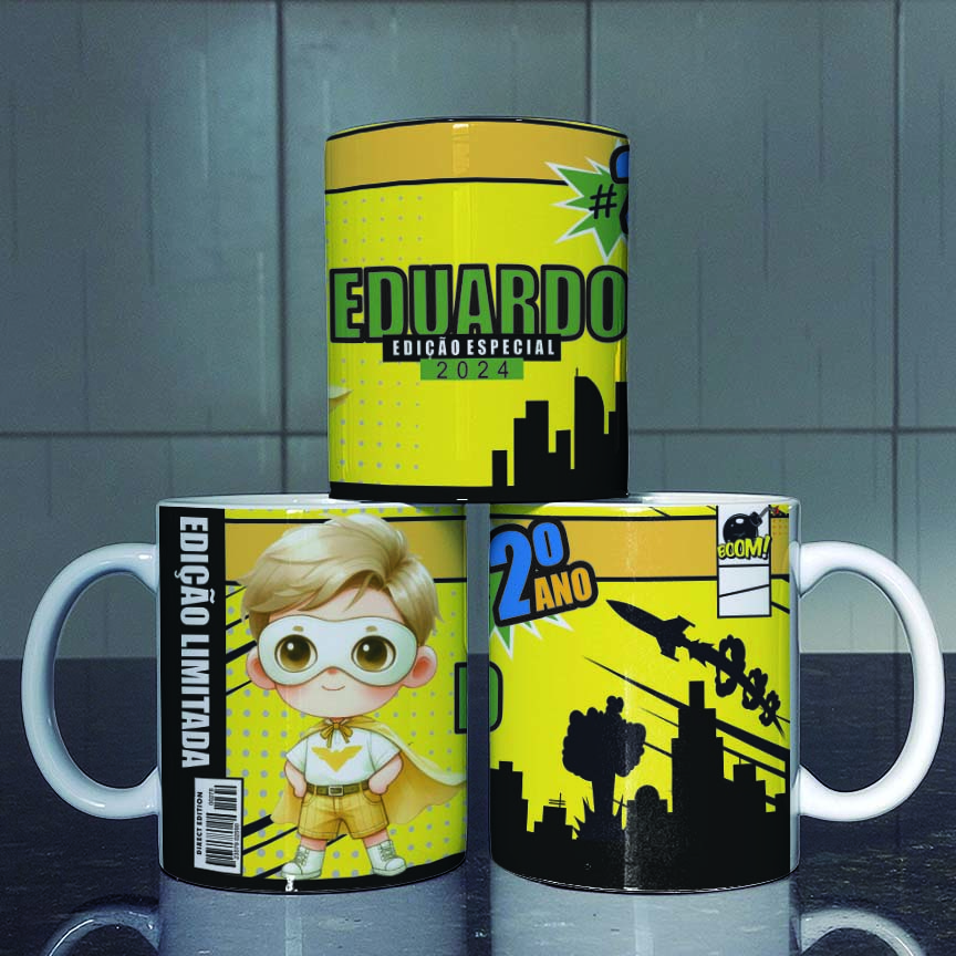 5 Artes para Caneca Super Heróis Kids Arquivo Editável 4
