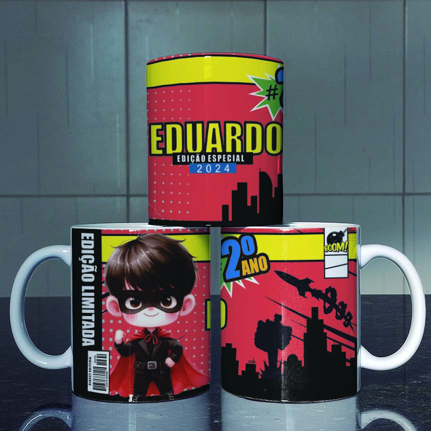 5 Artes para Caneca Super Heróis Kids Arquivo Editável 5
