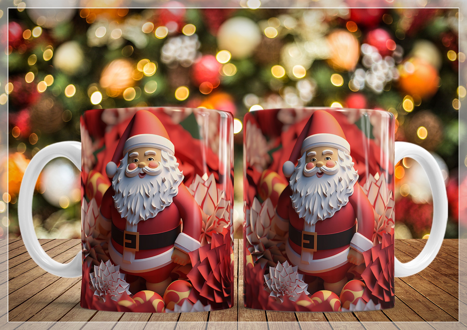 34 Artes para Caneca Natal Papai Noel 3D Arquivo em Jpg   11