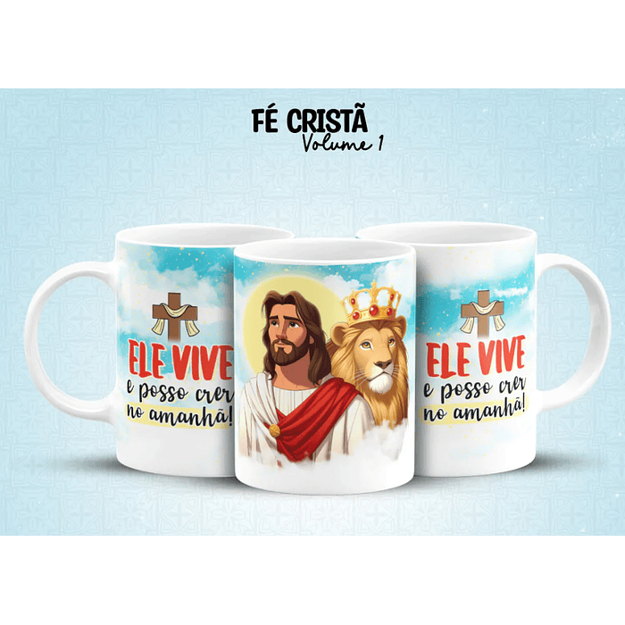 10 Arte para Caneca Fé Cristã Arquivo em Jpg