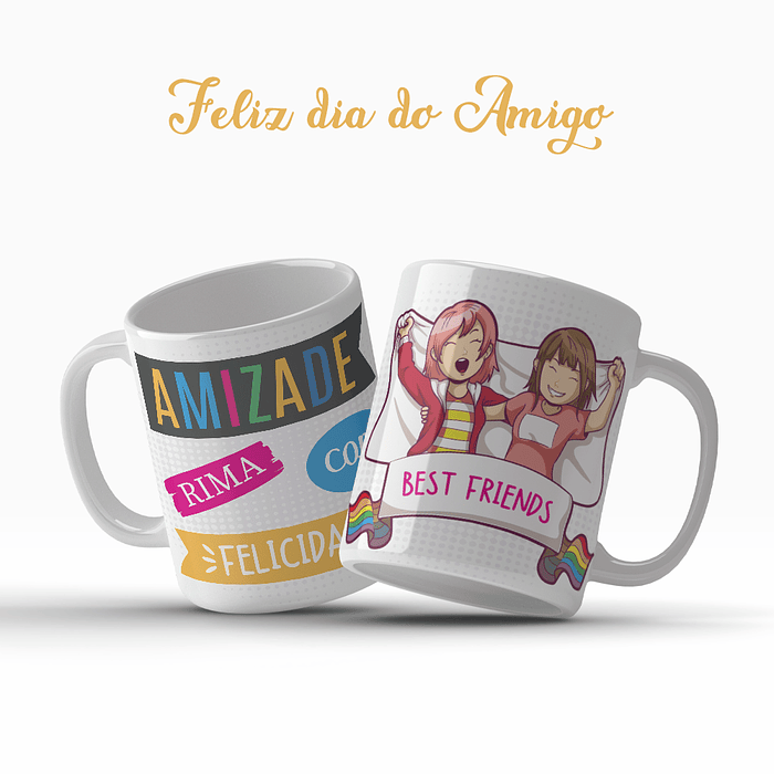 25 Artes para Caneca Dia do Amigo Arquivo Editável 