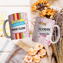 8 Artes para Caneca Feliz Aniversário Arquivo Editável