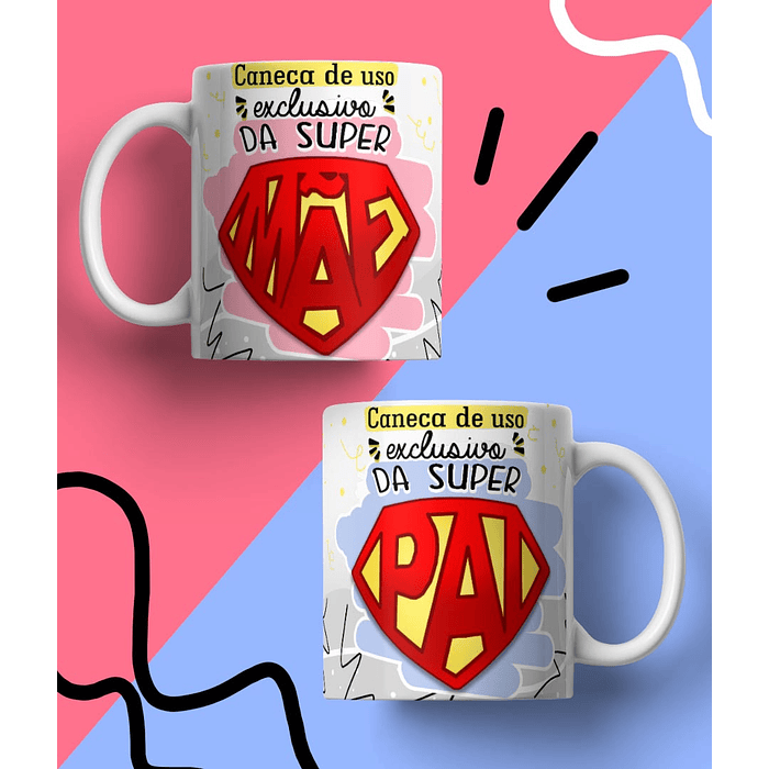 20 Arte para Caneca Supers Familia Arquivo em Jpg