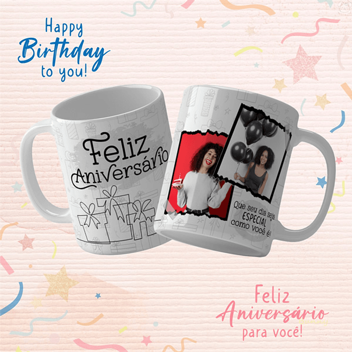 19 Artes para Caneca Aniversário Arquivo Editável