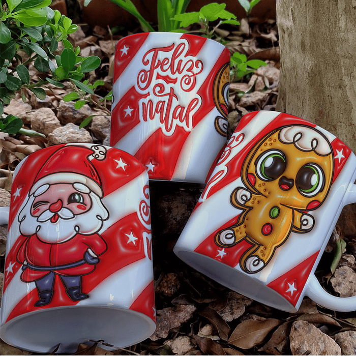 7 Artes para Caneca Natal Infladas Arquivo Editável