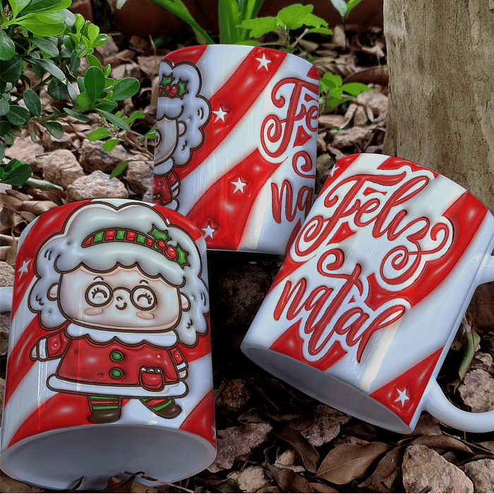 7 Artes para Caneca Natal Infladas Arquivo Editável