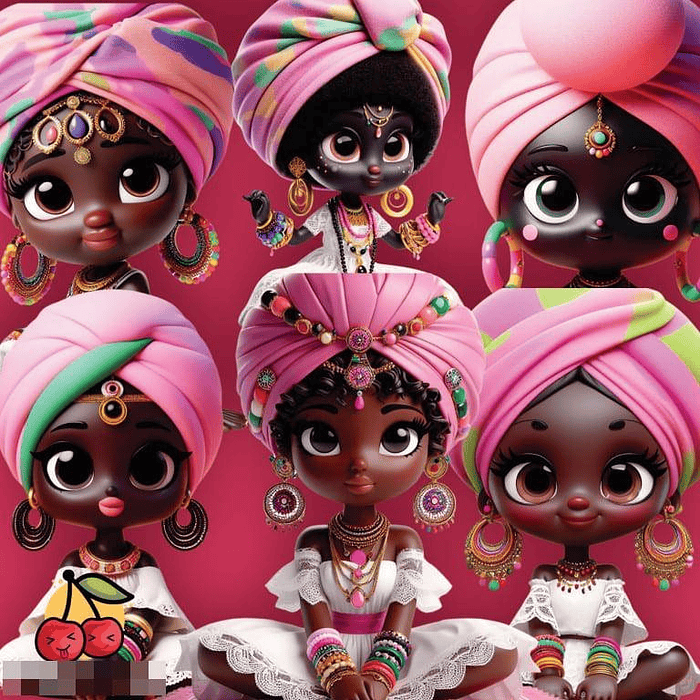 Kit Digital Mascotinha Afro Axé em Png 