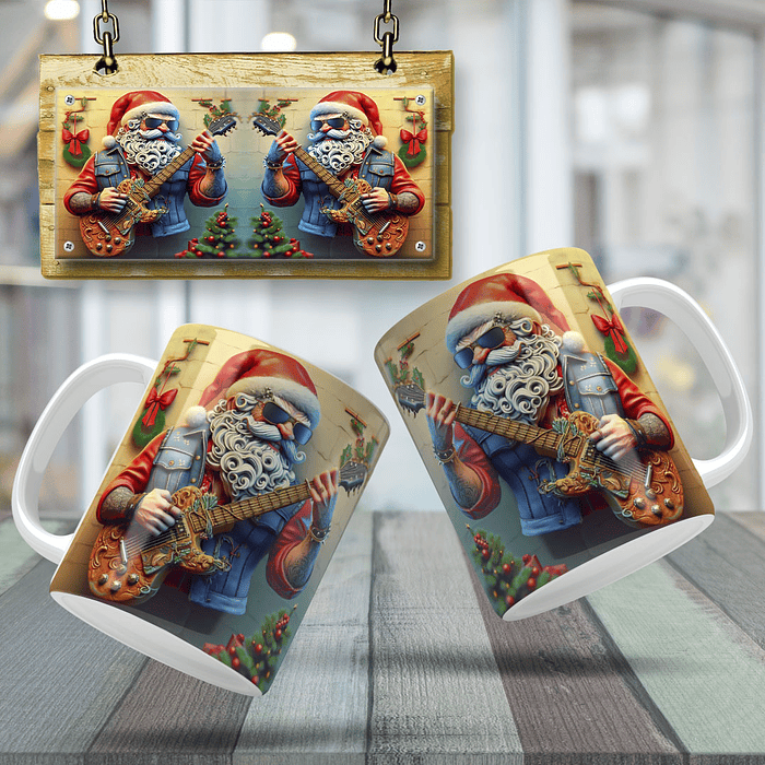 10 Artes para Caneca Papai Noel do Rock Arquivo em Jpg 