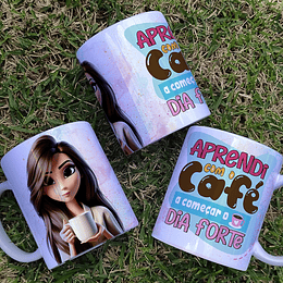 3 Artes para Caneca Menina Café Arquivo Editável 