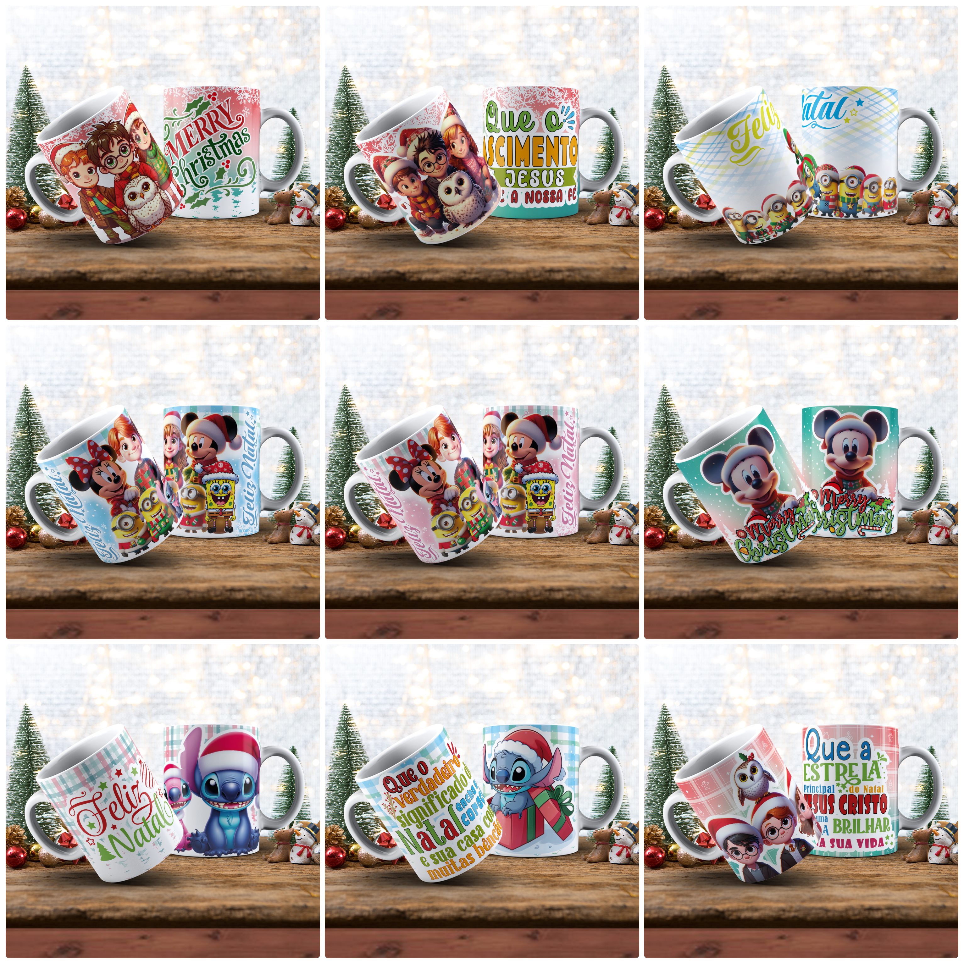 37 Artes para Caneca Natal Personagens Arquivo em Jpg 3