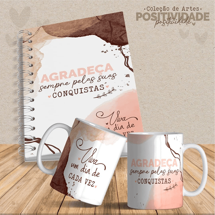 Arquivo para Capa Agendas e Caneca Positividade Arquivo Editável