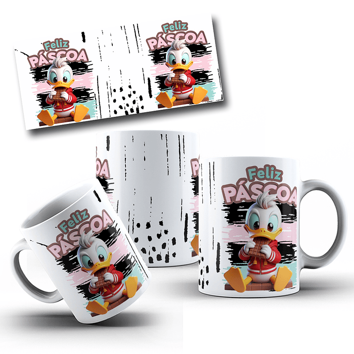 5 Arte para Caneca Páscoa Disney 3d Arquivo Editável