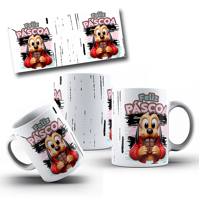 5 Arte para Caneca Páscoa Disney 3d Arquivo Editável