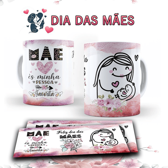 15 Arte para Caneca Dia das Mães Arquivo Editável 