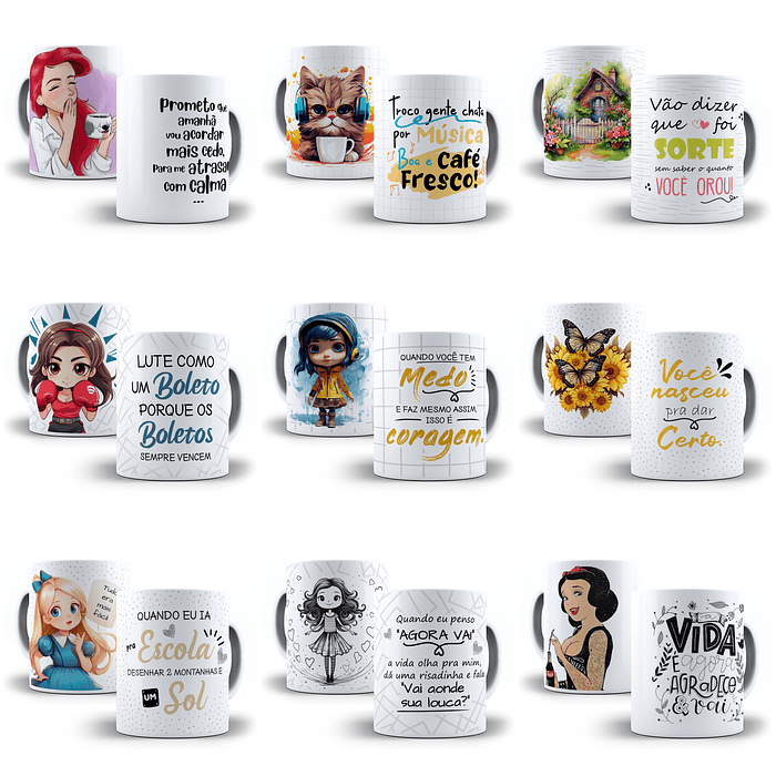 240 Artes para Caneca Frases Motivacionais Personagens e Outros Arquivo em Jpg 