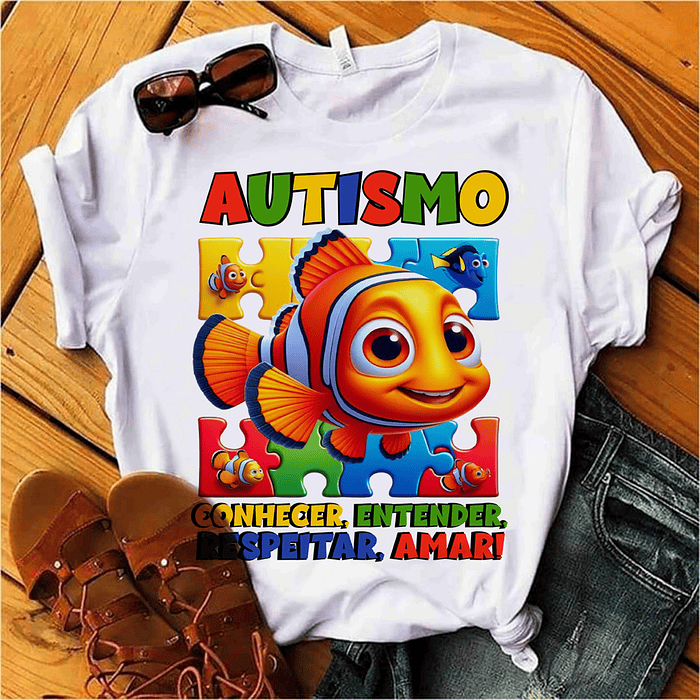 22 Artes para Caneca e Camisa Autismo Personagens Arquivo Editável