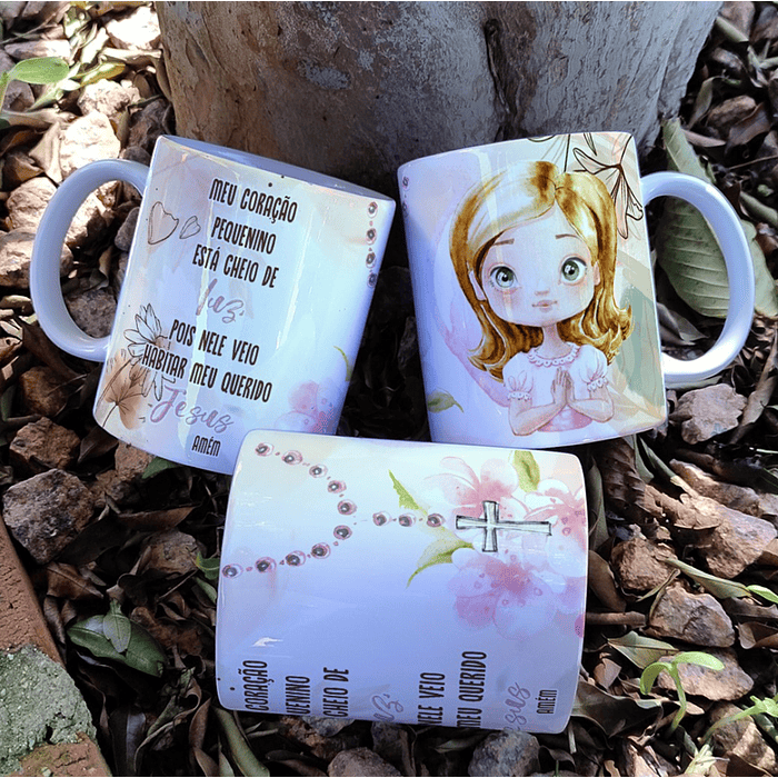 16 Artes para Caneca Primeira Eucaristia Menino e Menina Arquivo Editável