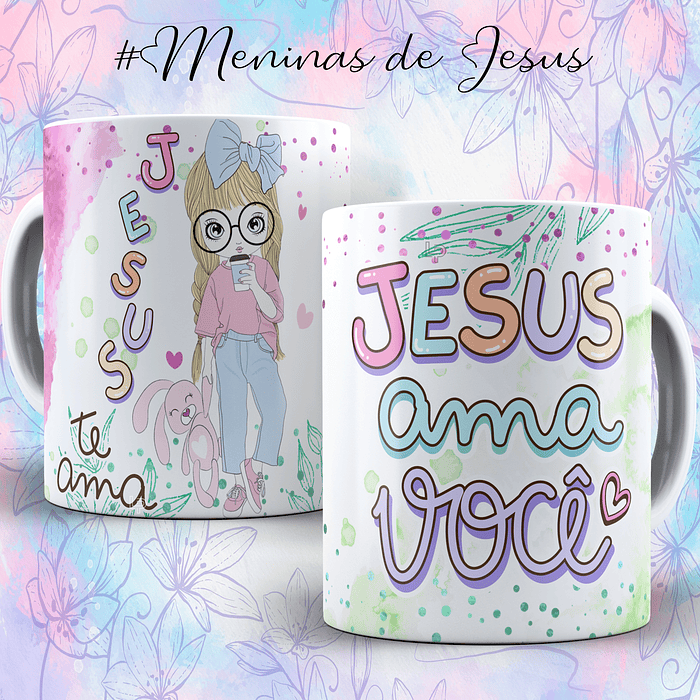 9 Artes para Caneca Menina de Jesus Arquivo em Editável 