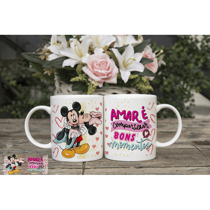 6 Artes Caneca e Camisa Dia dos Namorados Mickey e Minnie Arquivos Editável 