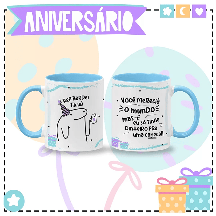 8 Artes para Caneca Aniversário Arquivo em Jpg 