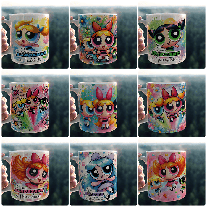 35 Artes para Caneca Meninas Super Poderosas Arquivo em Jpg 