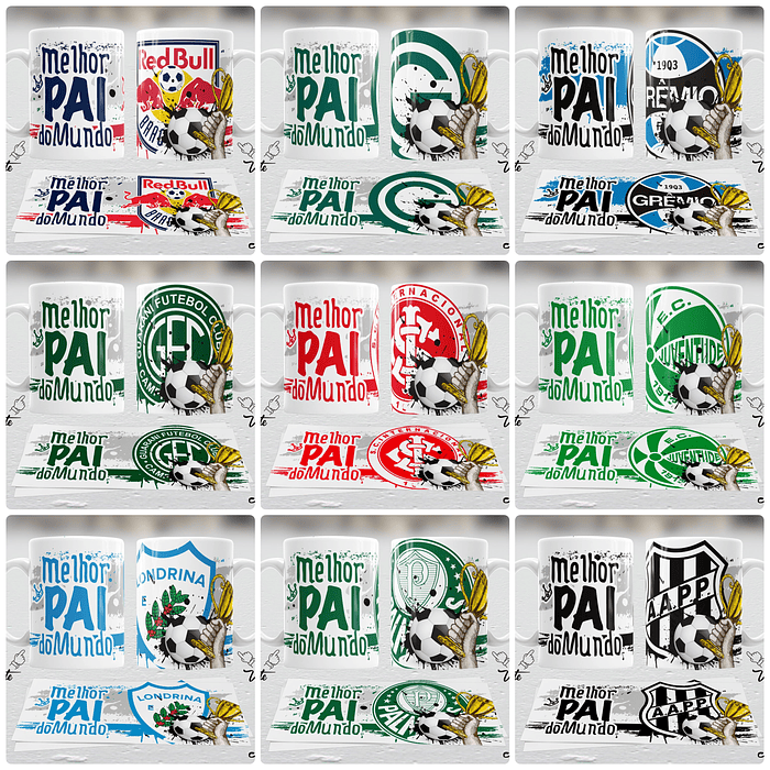 34 Artes para Caneca Times Dia dos Pais Futebol Arquivo Editavel 