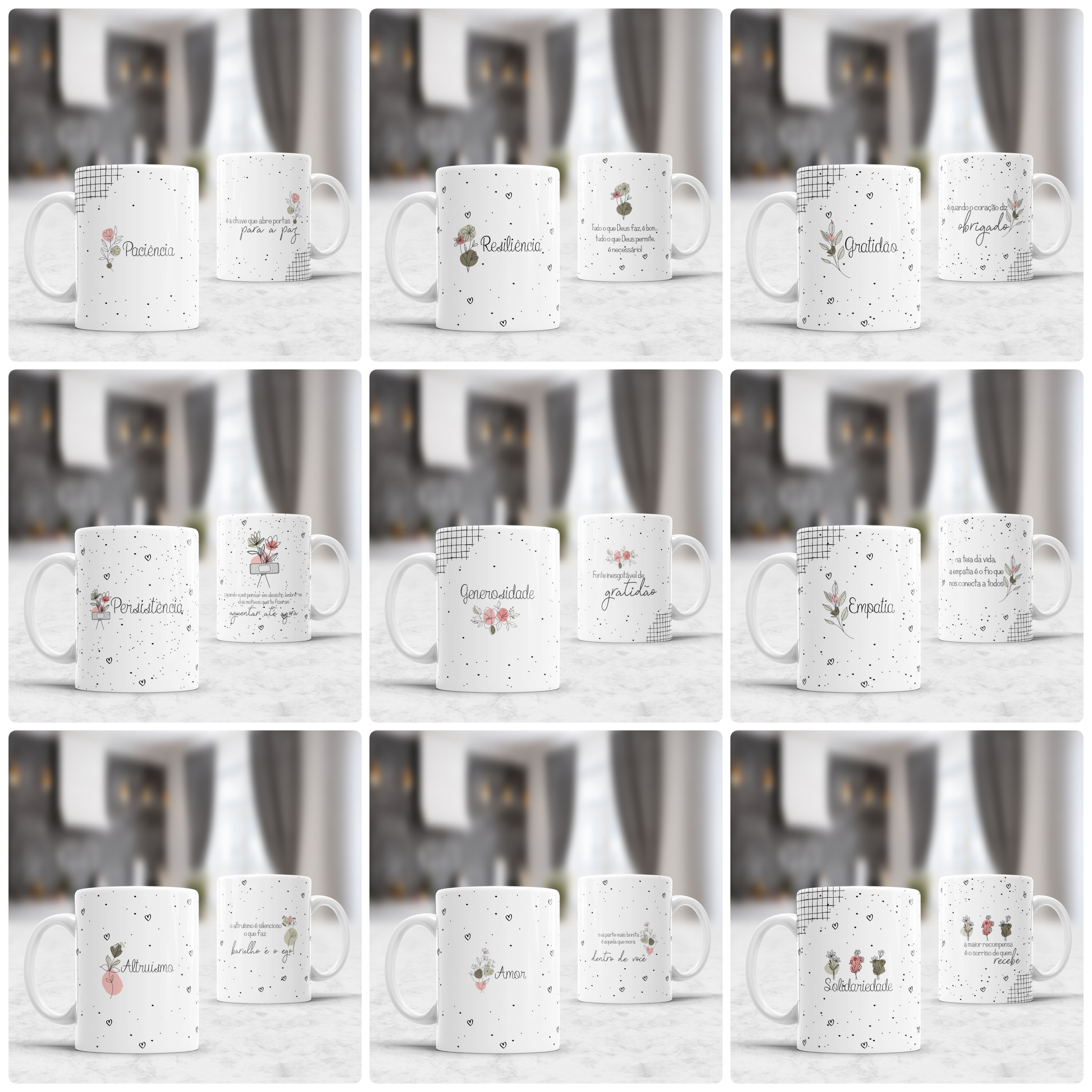 10 Artes Caneca Frases Positividade Arquivo Editável  1