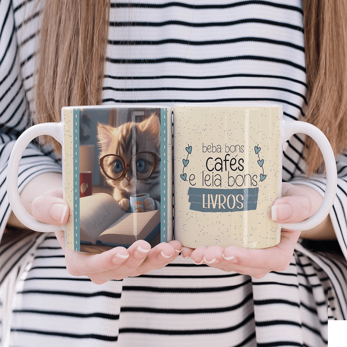 5 Artes Caneca Livros Animais Arquivo Editável