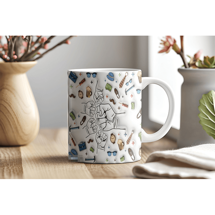 6 Artes para Caneca Dia dos Pais Mãos Inflados Arquivo em Jpg