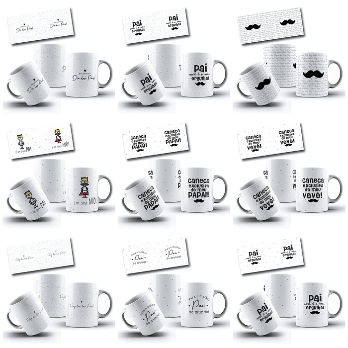 30 Artes para Caneca Dia dos Pais Arquivo em Png