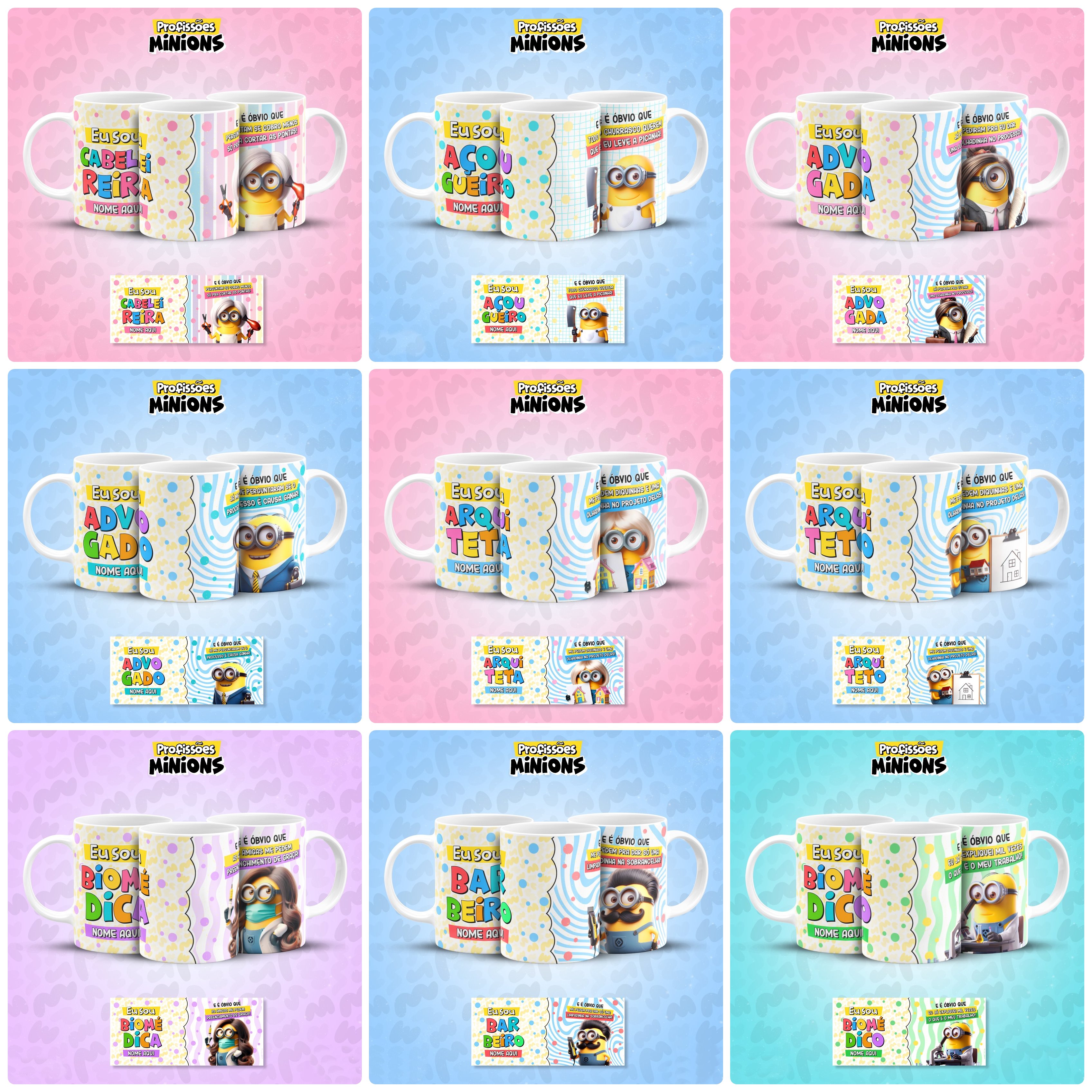 38 Artes para Caneca Minions Profissões Arquivo em Jpg   4
