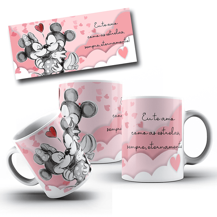 11 Artes para Caneca Mickey e Minnie Arquivo Editável