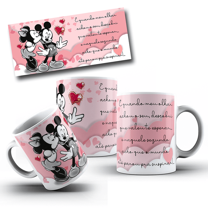 11 Artes para Caneca Mickey e Minnie Arquivo Editável