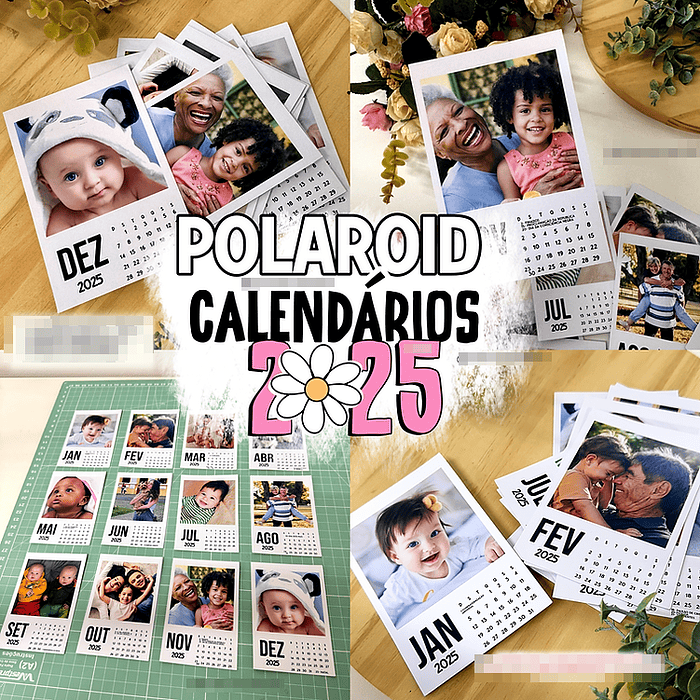 Arquivo Molduras Calendários Polaroide 2025 em Png