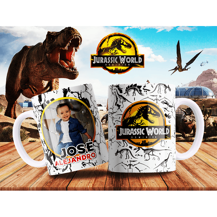 7 Artes para Caneca Jurassic Park Arquivo Editável