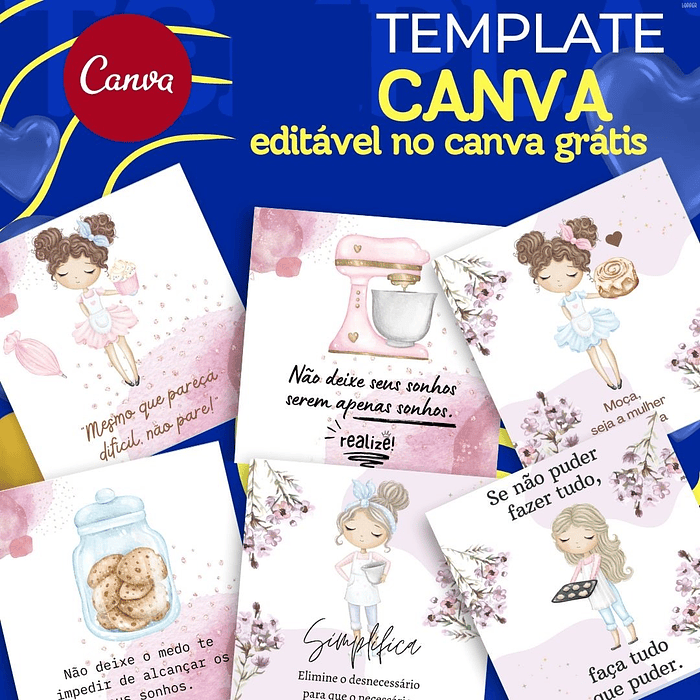 Pack Canva Confeiteira Frases Cute Templates Editáveis