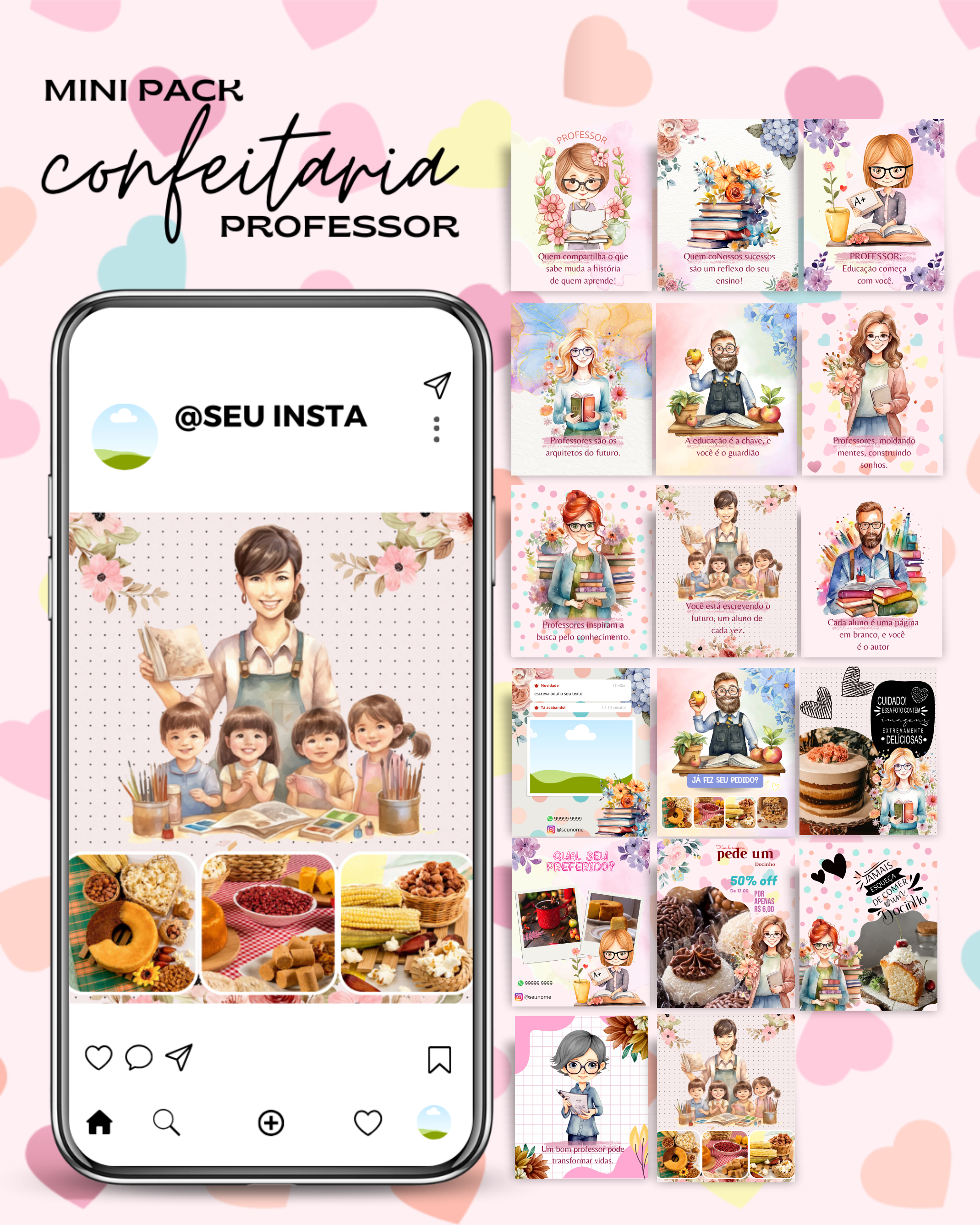 Pack Canva Confeiteira Cardápio Feed Stories Templates Editáveis  2
