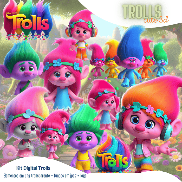 Kit Digital Trolls em Png