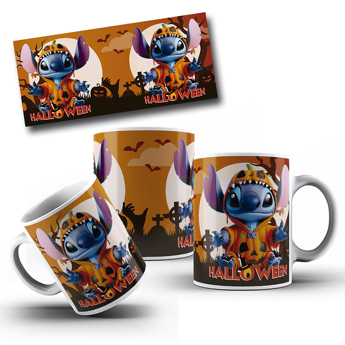 10 Artes para Caneca Stitch Halloween Arquivo em Jpg 