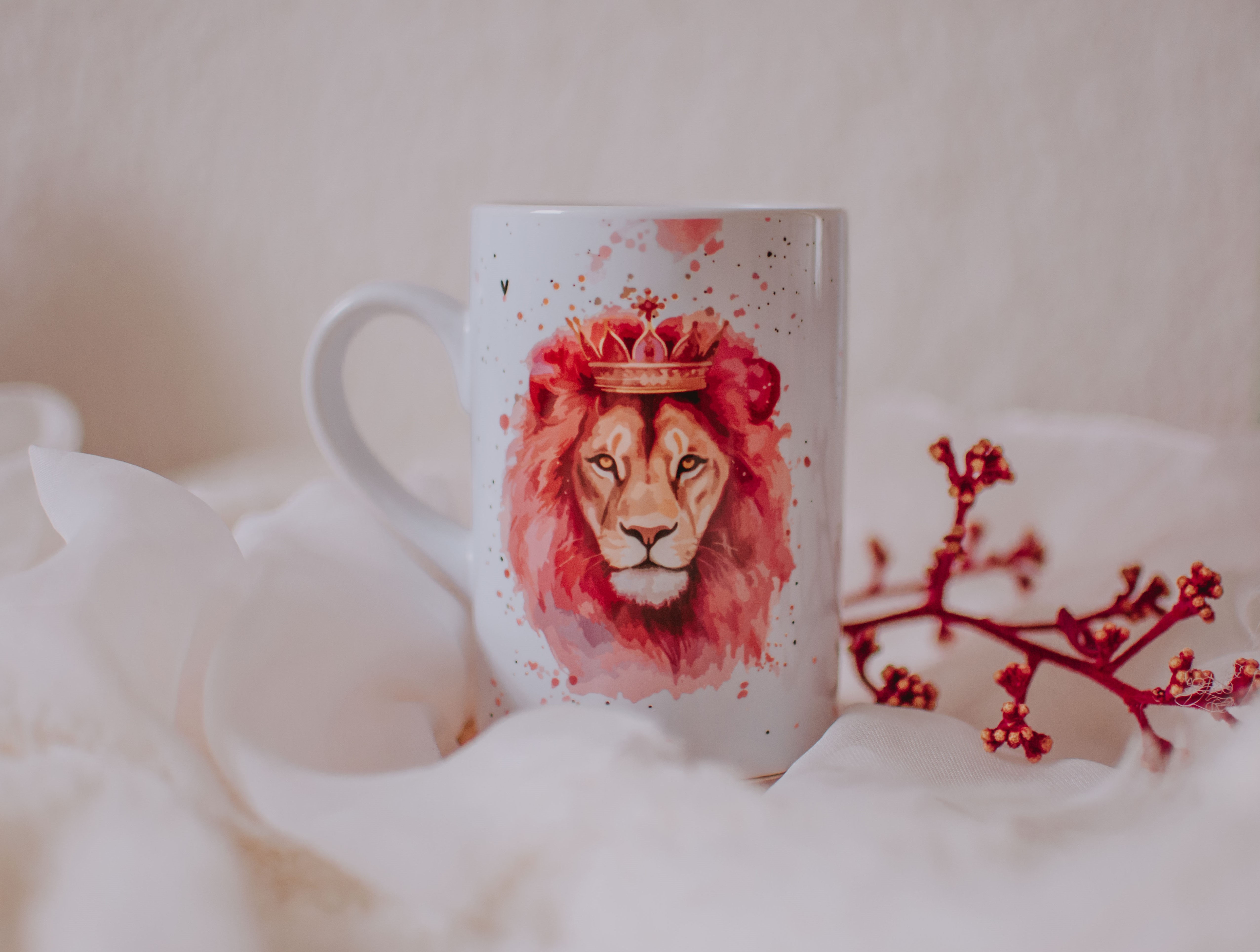 Arte para Caneca Leão de Judá Pink Seja Forte e Corajosa Arquivo em Jpg   1
