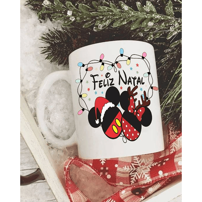 10 Artes para Caneca e Camisa Natal Mickey e Minnie Arquivo Editável 